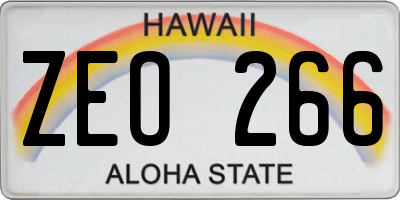 HI license plate ZEO266