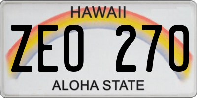 HI license plate ZEO270
