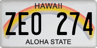 HI license plate ZEO274