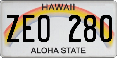 HI license plate ZEO280