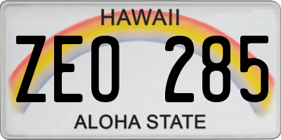 HI license plate ZEO285