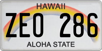 HI license plate ZEO286