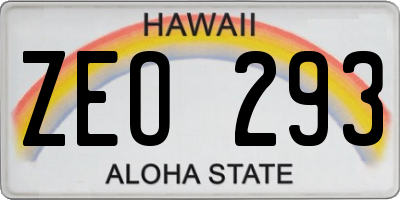 HI license plate ZEO293