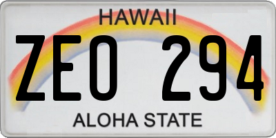 HI license plate ZEO294