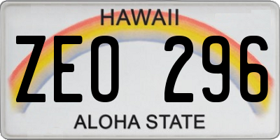 HI license plate ZEO296