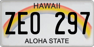 HI license plate ZEO297