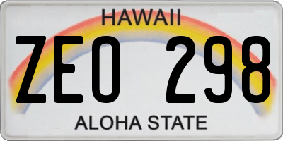HI license plate ZEO298