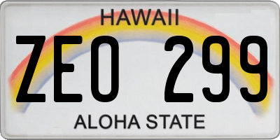 HI license plate ZEO299