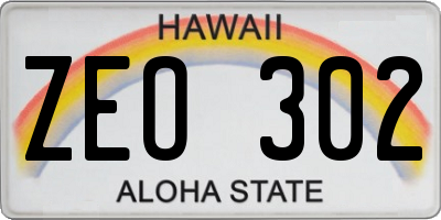 HI license plate ZEO302