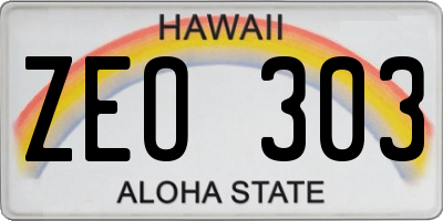 HI license plate ZEO303