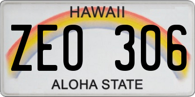 HI license plate ZEO306