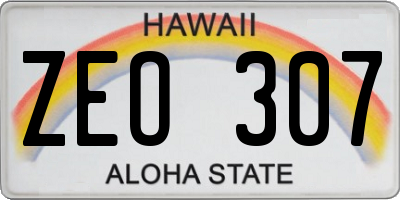 HI license plate ZEO307