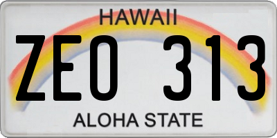 HI license plate ZEO313