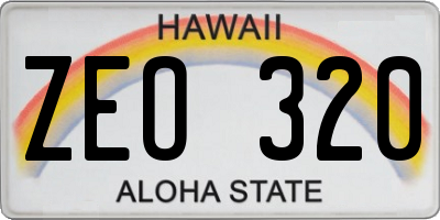 HI license plate ZEO320