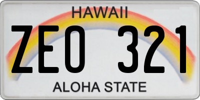 HI license plate ZEO321
