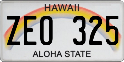 HI license plate ZEO325