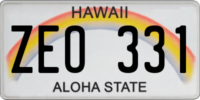 HI license plate ZEO331