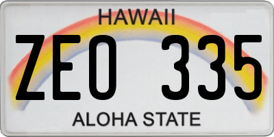 HI license plate ZEO335