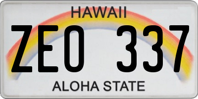 HI license plate ZEO337