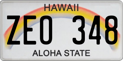 HI license plate ZEO348