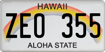 HI license plate ZEO355