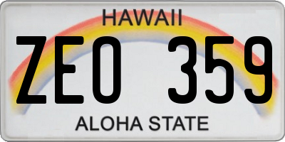 HI license plate ZEO359