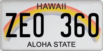 HI license plate ZEO360