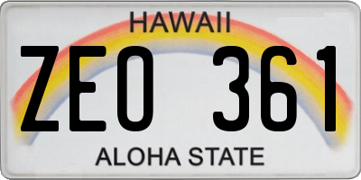 HI license plate ZEO361