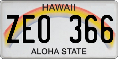 HI license plate ZEO366
