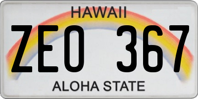 HI license plate ZEO367