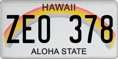 HI license plate ZEO378
