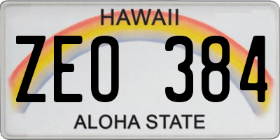 HI license plate ZEO384