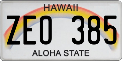HI license plate ZEO385