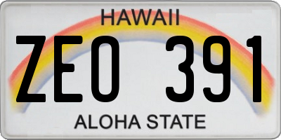 HI license plate ZEO391