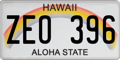 HI license plate ZEO396