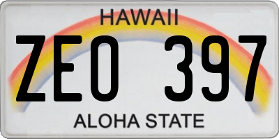 HI license plate ZEO397