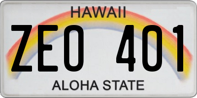 HI license plate ZEO401
