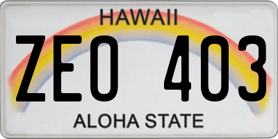 HI license plate ZEO403