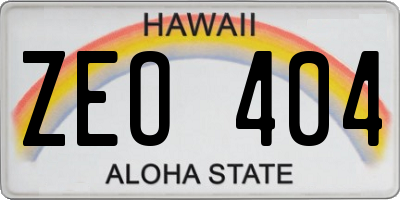HI license plate ZEO404