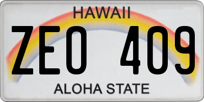 HI license plate ZEO409