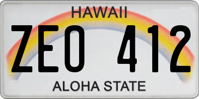 HI license plate ZEO412