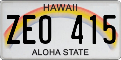HI license plate ZEO415