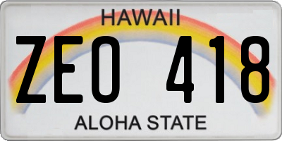 HI license plate ZEO418