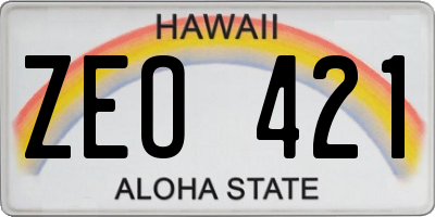 HI license plate ZEO421