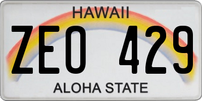 HI license plate ZEO429