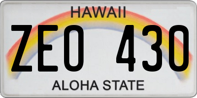 HI license plate ZEO430
