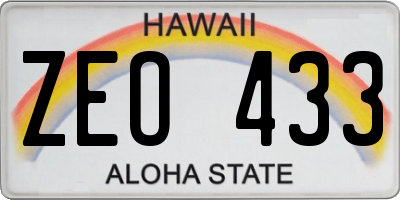 HI license plate ZEO433