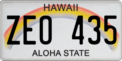HI license plate ZEO435