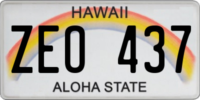 HI license plate ZEO437