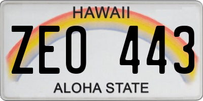 HI license plate ZEO443